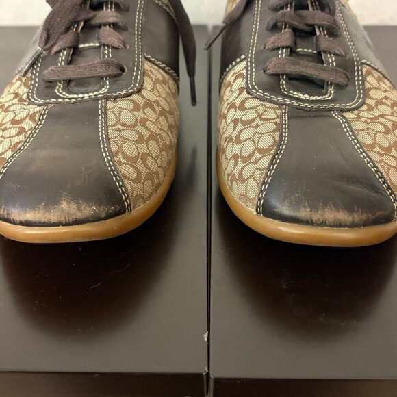 Coach Brown Tan "Slyvie" Tennis Shoes Womens 8 - Picture 4 of 7